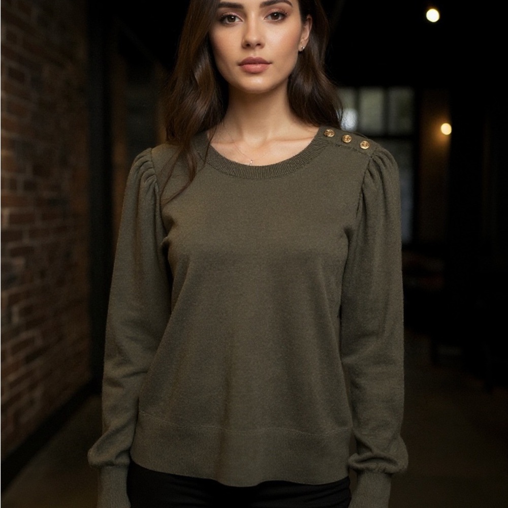 MICHAEL Michael Kors Olive Button-Accent soft sweater